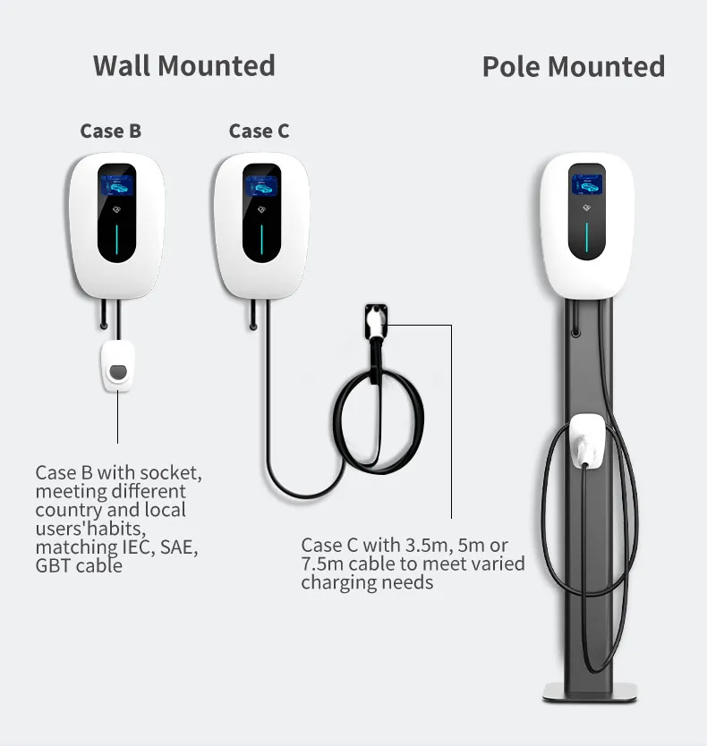 22 Kw montada en el piso con Ocpp 1,6 opcional Pila de carga para el hogar del cargador EV de CA de 