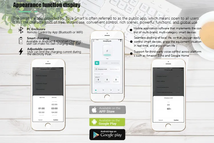 Hot APP/Tuya Smart Life/Ocpp1.6j Punto de carga aprobado por la CE Fabricante de cargadores EV Ocpp 1.6j Comercial 