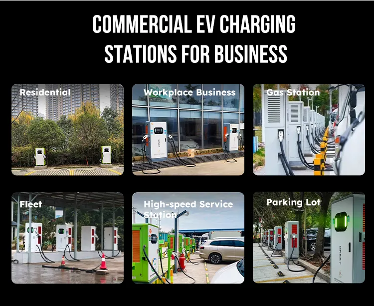 EV rápida Estación de carga CC Cargador Ocpp Uso comercial Tarjeta RFID APP