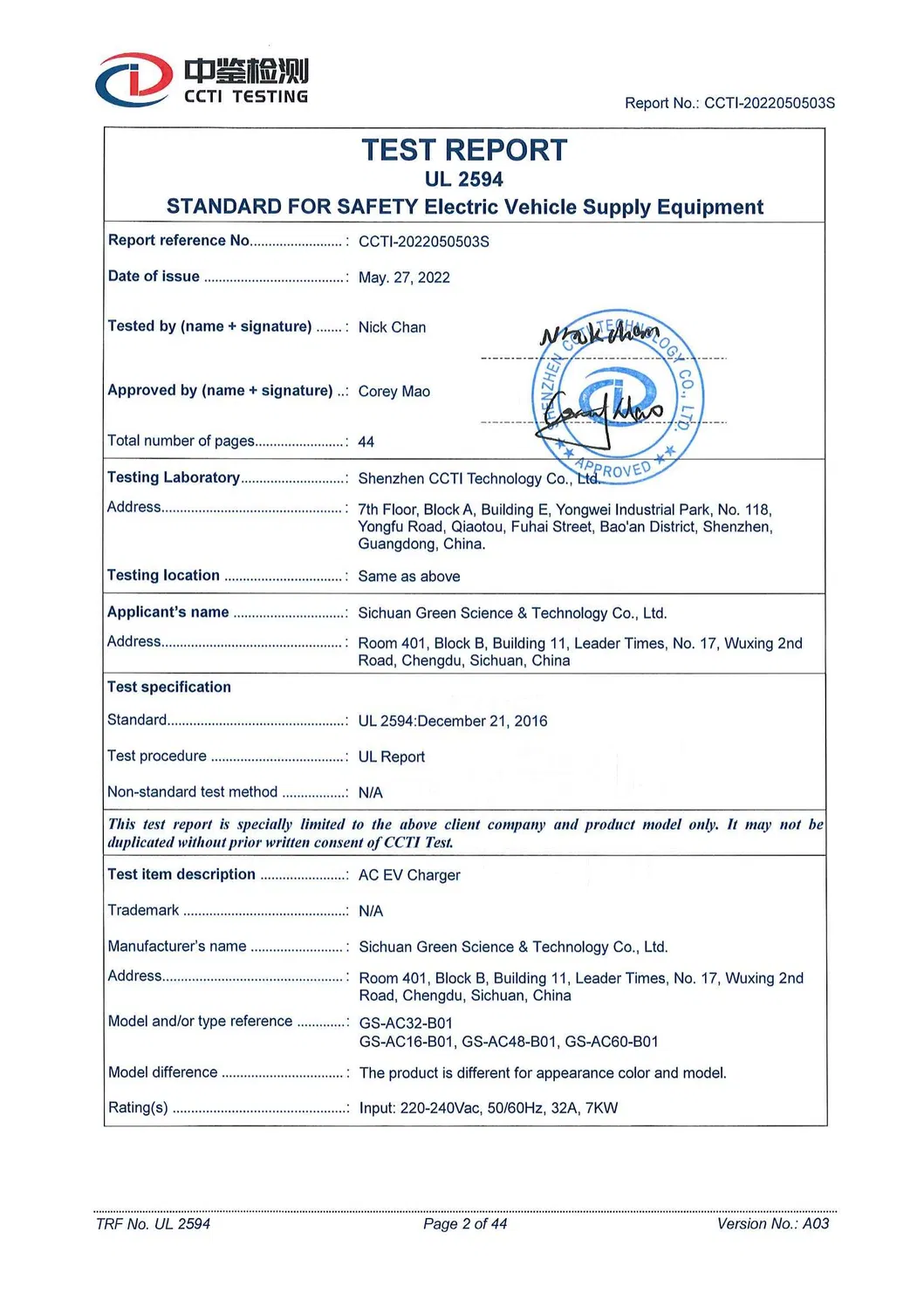 Cargador Type2EV 16A IEC62196 EV Modo de enchufe 3 estaciones de carga
