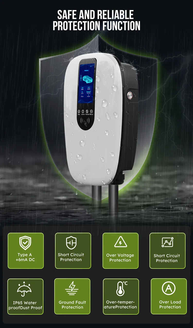 Type1/Type2/Gbt Smart EV Charger con tarjeta RFID/WiFi/Bluetooth/ APP 