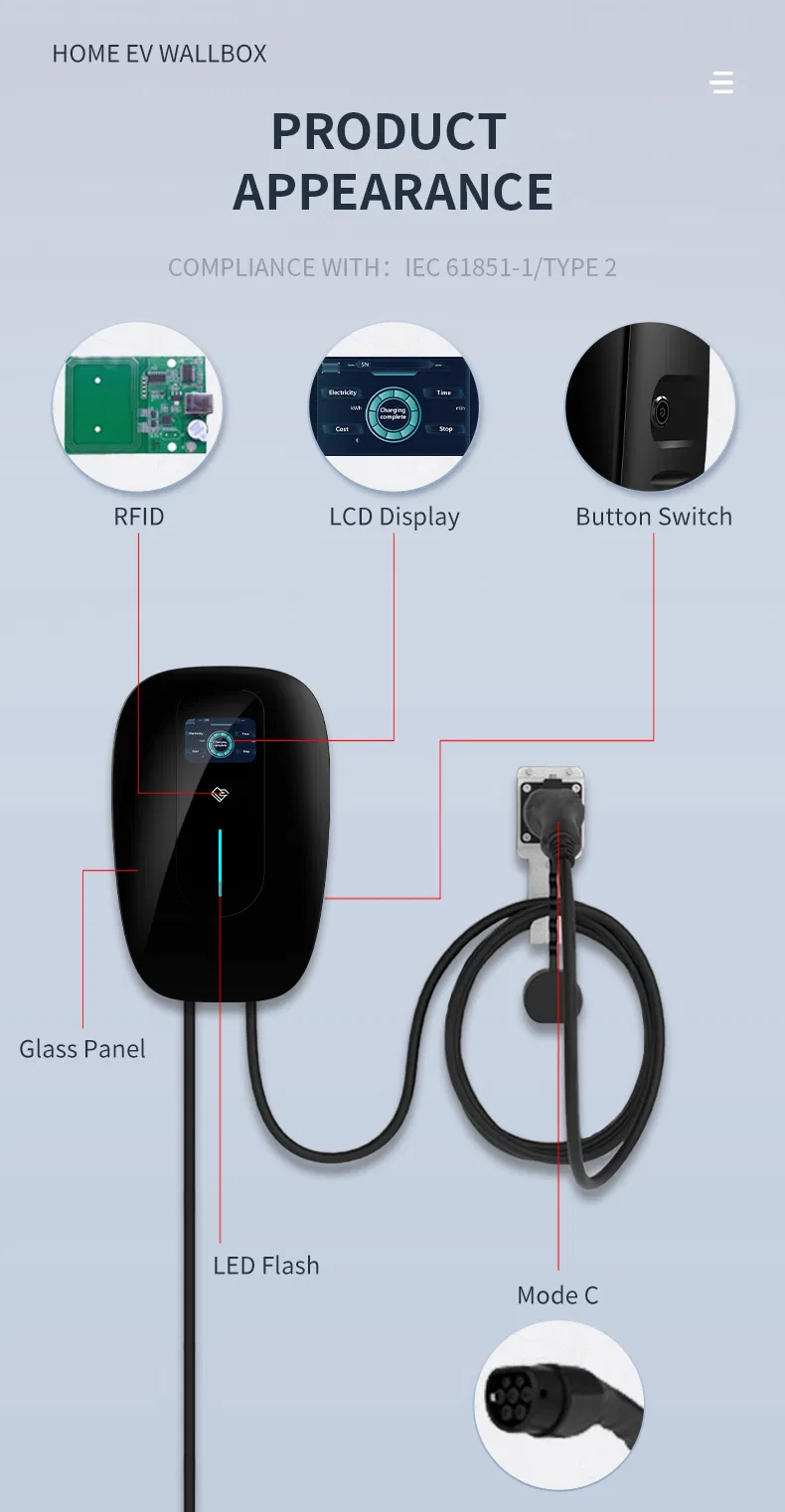 Tarjeta RFID, pantalla LCD Estación de carga de 12 meses Cargador inteligente 