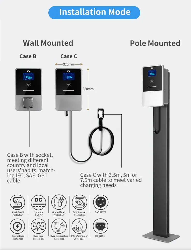 Estación de carga de CA EV para uso doméstico/comercial con tarjeta WiFi/APP/RFID