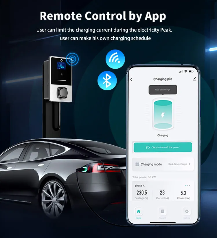 Control de aplicaciones Ocpp WiFi Blue Tooth 4G 32A Carga en el hogar AC EV en el punto de carga de la estación de carga con CE RoHS