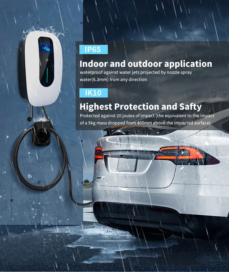 Nuevo diseño 22kw Tipo 2 EV Cargador Wallbox Cargador de coche eléctrico Tipo hogar con control de aplicación 