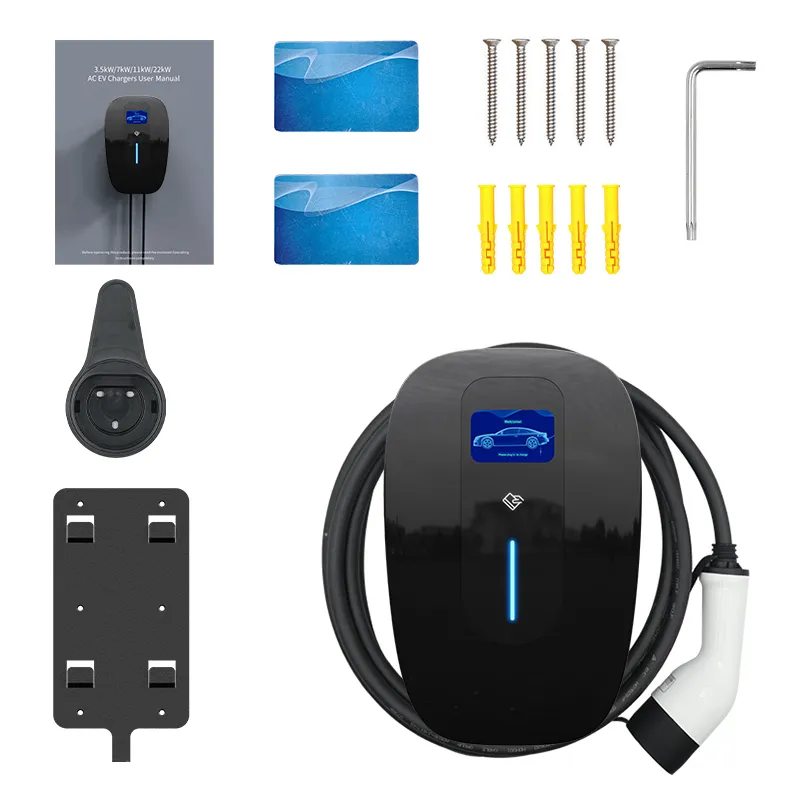 Cargador EV tipo 2, carga montada en la pared para uso doméstico con tarjeta APP/RFID