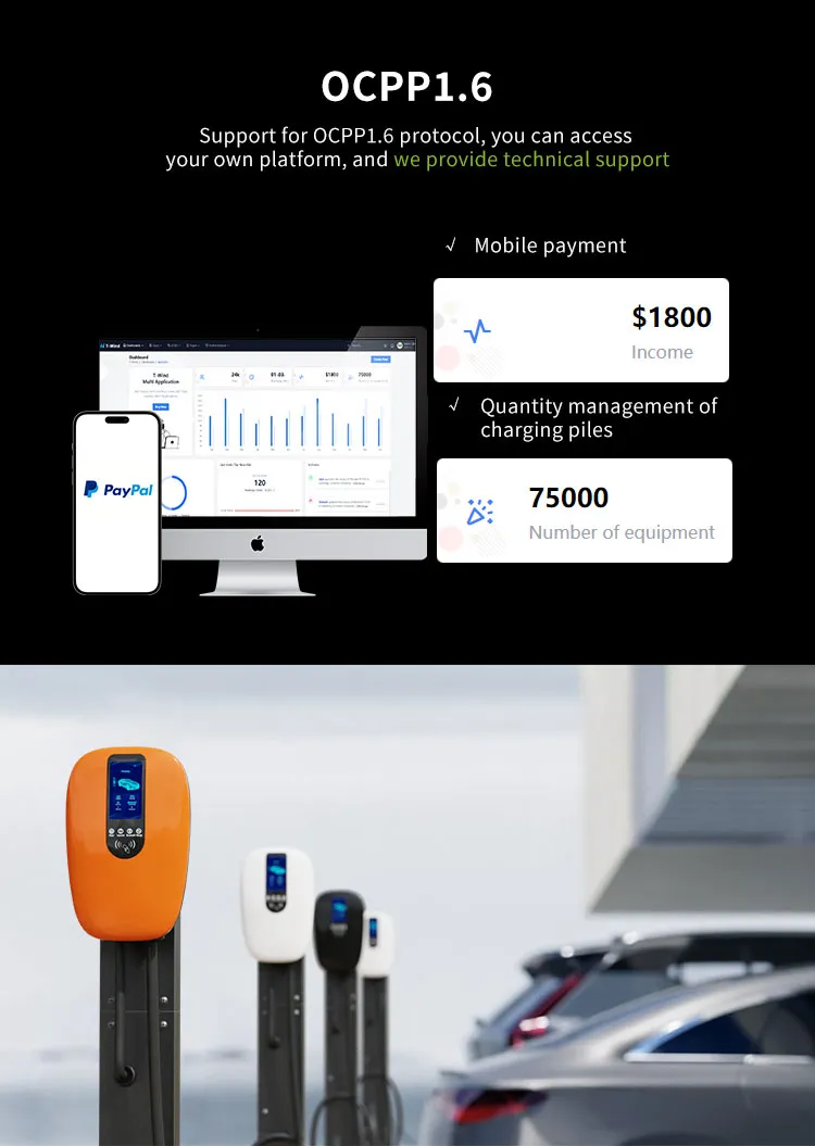 Comercial Cargador EV inteligente Type2/Gbt con tarjeta RFID/APP/Ocpp 1.6 