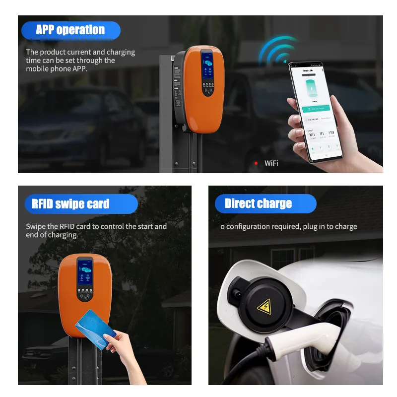 Cargador doméstico EV Mode3 para vehículo eléctrico, caja de pared de 7kw para enchufe tipo 2