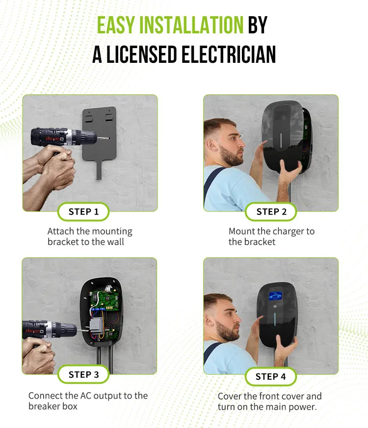 tipo 22kw 2/Gbt Cargador EV inteligente con tarjeta WiFi/APP/RFID para uso doméstico 
