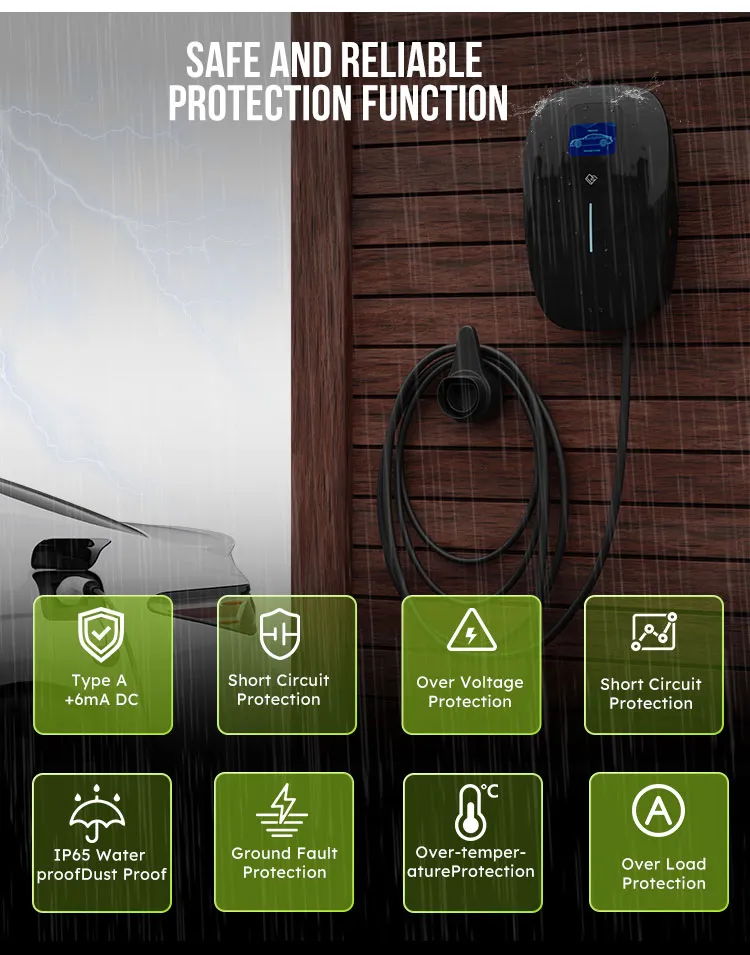 Tipo 1 Estación de carga para vehículos eléctricos para hogares inteligentes de nivel 2, con WiFi/APP/tarjeta RFID 