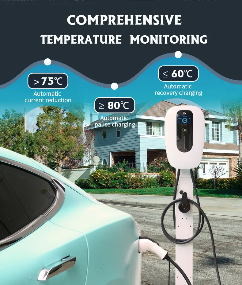 Estación de carga EV Wallbox Corriente monofásica ajustable con pantalla LCD 